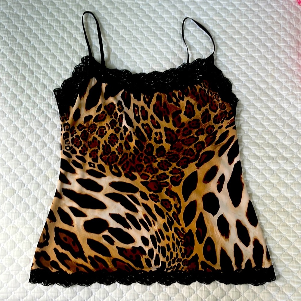 Leopard print silk tank